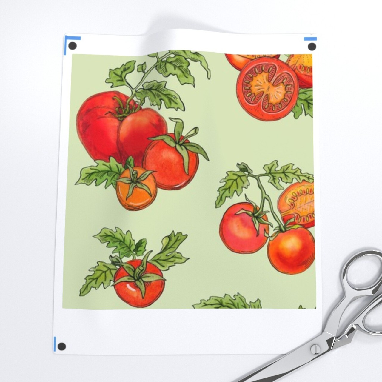 Farmers Market Tomato Red Green Summer Garden Kitchen Custom Printed Fabric by Spoonflower Various Fabrics by the Yard or Fat Quarter